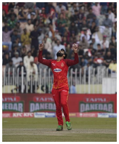 Shadab Khan celebrating his wicket